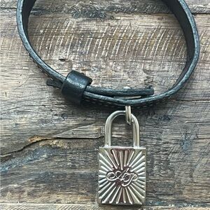 Agent Provocateur Black Leather Bracelet with Lock